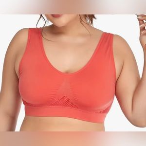 Coral colored sports bra
